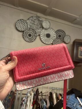 Michael Kors Pink Logo Crossbody Wallet Clutch